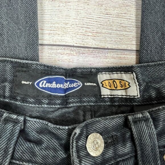 Vintage Anchor Blue Mens Black Gray Loose Jeans Size 30x30 Y2K 90s - Picture 7 of 11